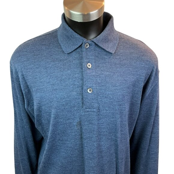 Marbas Merino Wool Long Sleeve Polo Sweater Mens Large 52 Blue Made In Italy - Picture 3 of 12